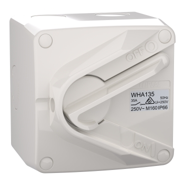 Weathershield, Switch, 1 Gang, 1 Pole, 35A, 250VAC, IP66