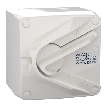 Weathershield, Switch, 1 Gang, 2 Pole, 10AX, 250VAC, IP66