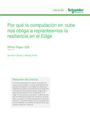 White Paper 256: ¿Por qué la computación en nube nos obliga a replantearnos la resiliencia en el Edge?