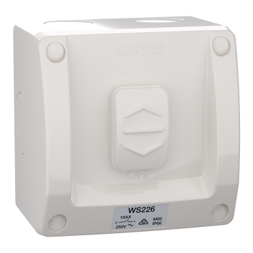 Weathershield, Surface Switch, 1 Gang, 1 Pole, 250VAC, 16A, WS Series, M80, Square