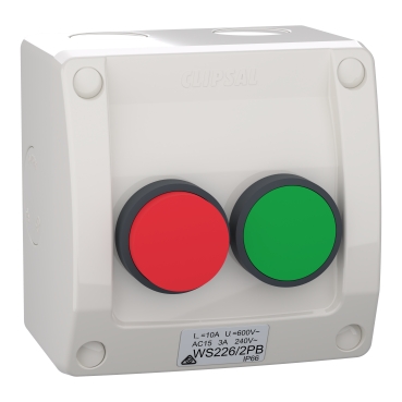 Weathershield, Push Button Switch, 2 Gang, Red/Green Button