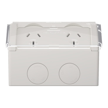 Twin Switched Socket Outlet, 10A, with Flap - Image