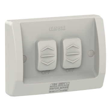 Weathershield, Switch, Flush, 2 Gang, 16AX, 250VAC, IP66