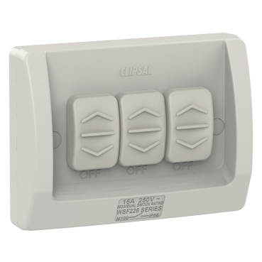 Weathershield, Switch, Flush, 3 Gang, 16AX, 250VAC, IP66