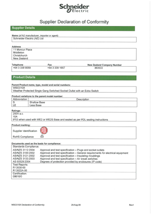 WP Series, WSO310X, Declaration of Conformity