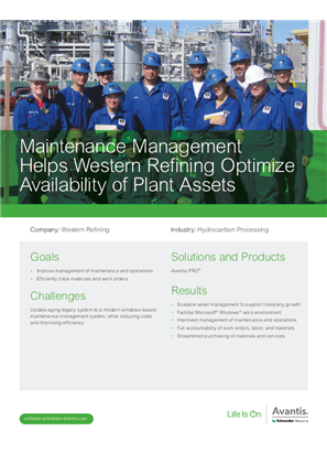 Maintenance Management Helps Western Refining Optimize Availability of Plant Assets