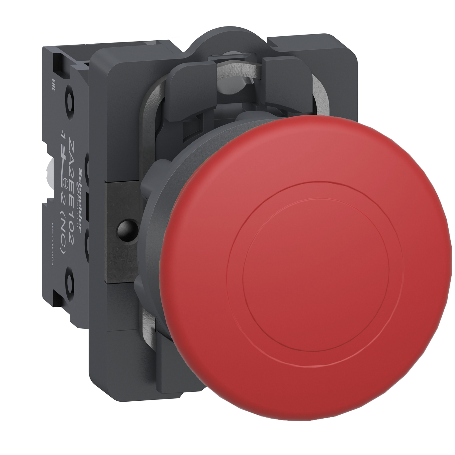 Complete push button of DIA40, Easy Harmony XA2, plastic mushroom head, 22mm, red, 1NC, spring return, unmarked