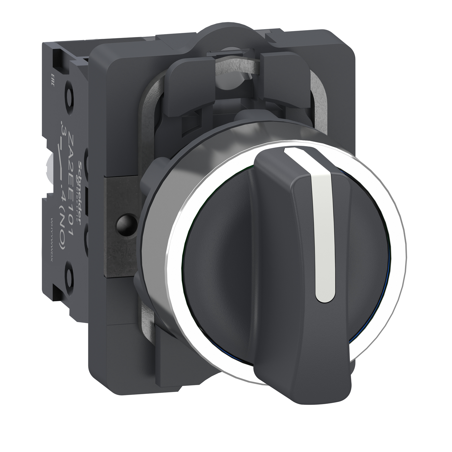 Complete key switch, Easy Harmony XA2, plastic head, 22mm, 3 positions, 3 sides pull-out, 2NO, stay put