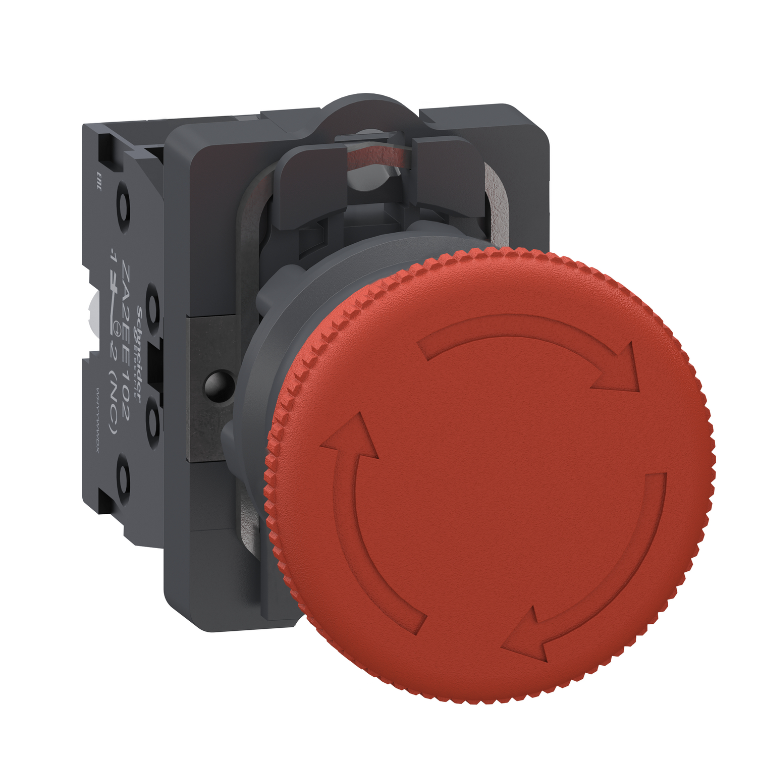 Complete emergency switching off push button, Easy Harmony XA2, plastic head, 22mm, turn to release, 40mm, 1NC, red