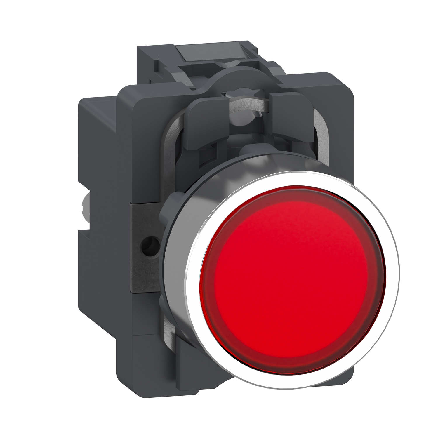Complete illuminated push button, Easy Harmony XA2, plastic head, 22mm, red, 1NO, AC 220V, spring return