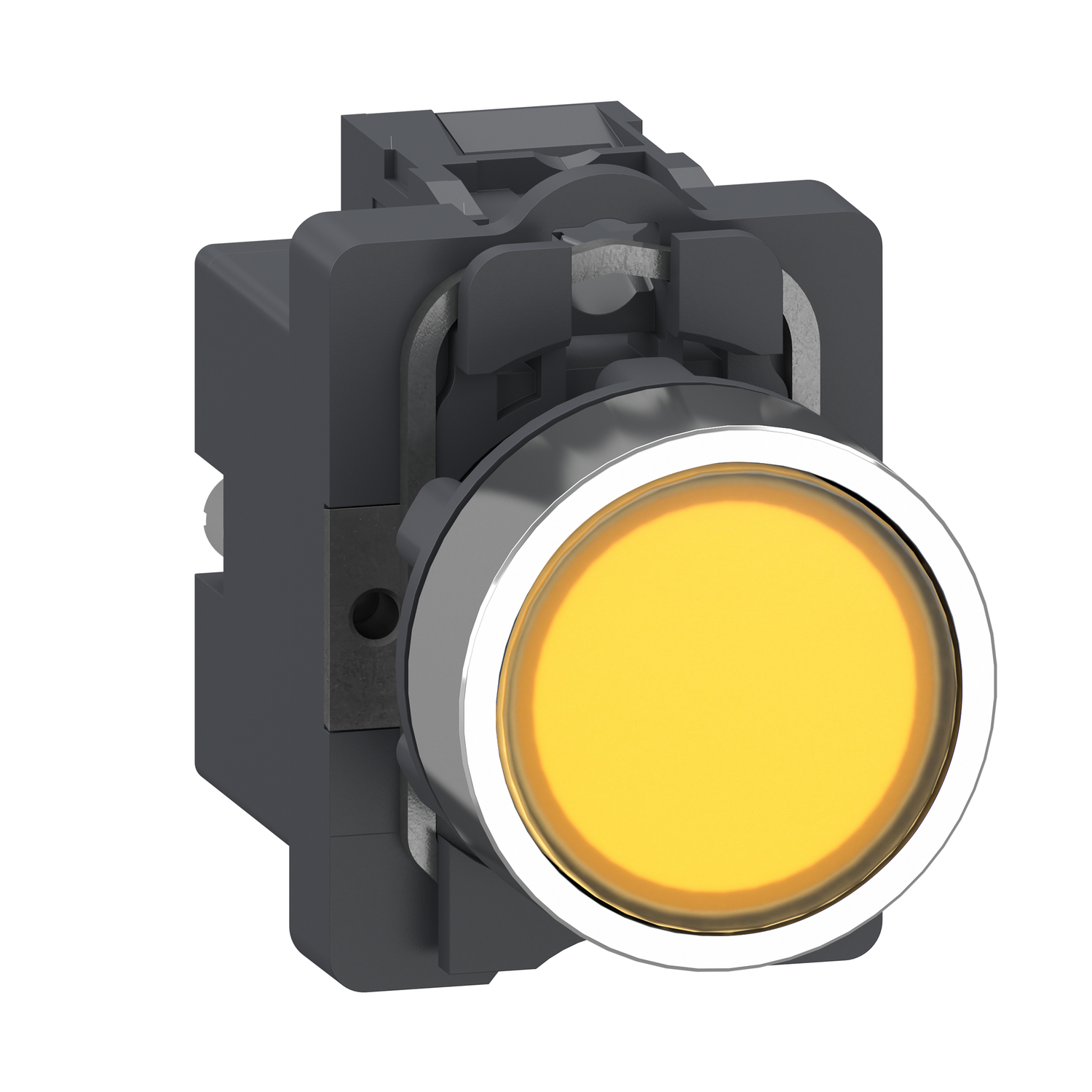 Complete illuminated push button, Easy Harmony XA2, plastic head, 22mm, yellow, 1NO, AC 220V, spring return