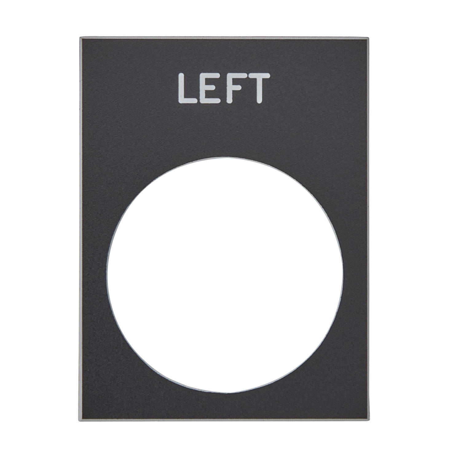 Marked legend, Harmony XAC, nameplate, 30 x 40mm, plastic, black, 22mm push button, white marked LEFT