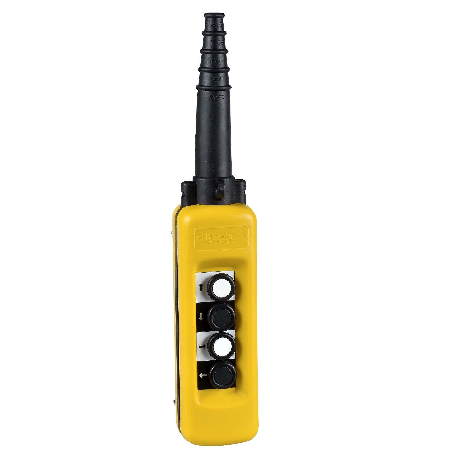 Pendant control station, Harmony XAC, plastic, yellow, 4 push buttons with 1NO