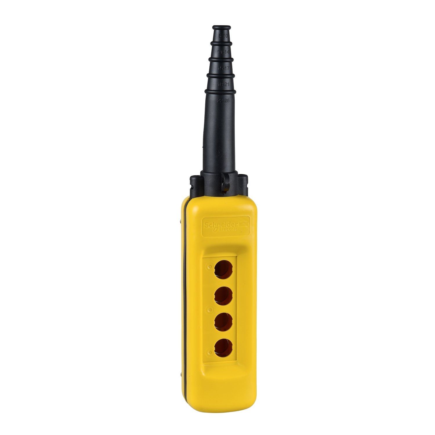 Empty pendant control station, Harmony XAC, plastic, yellow, 4 cut outs