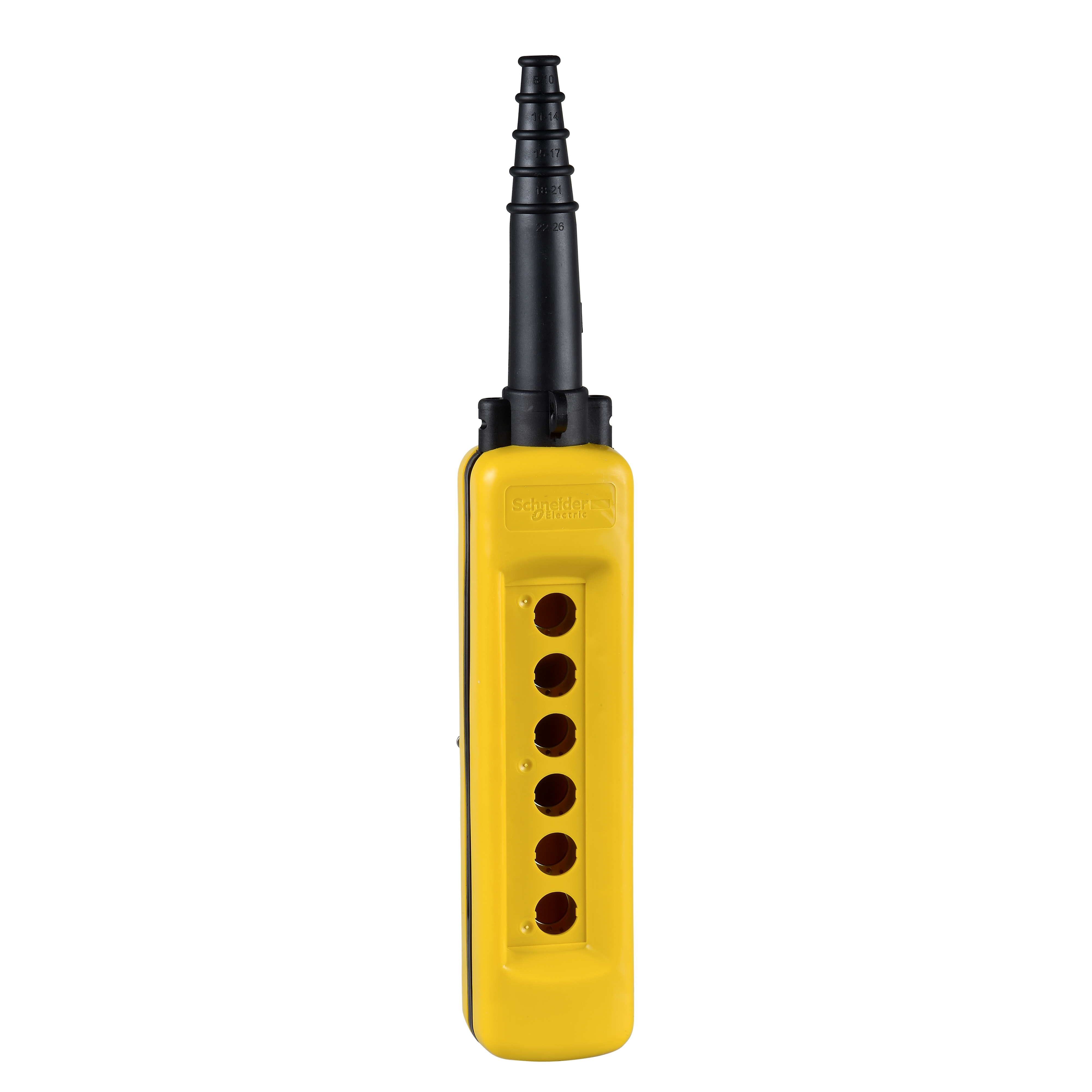 Empty pendant control station, Harmony XAC, plastic, yellow, 6 cut outs, UL CSA certified