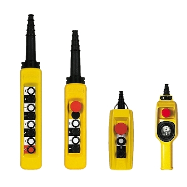 Pendant control stations for auxiliary circuits, equipped with 2 to 12 Ø 22 mm buttons