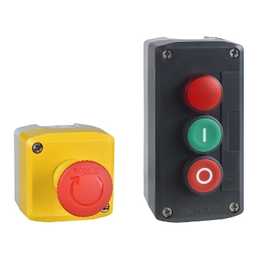 Boîtes à boutons en plastique IP 66 complètes ou à composer avec les unités de commande et de signalisation à collerette plastique diamètre 22mm Harmony XB5.