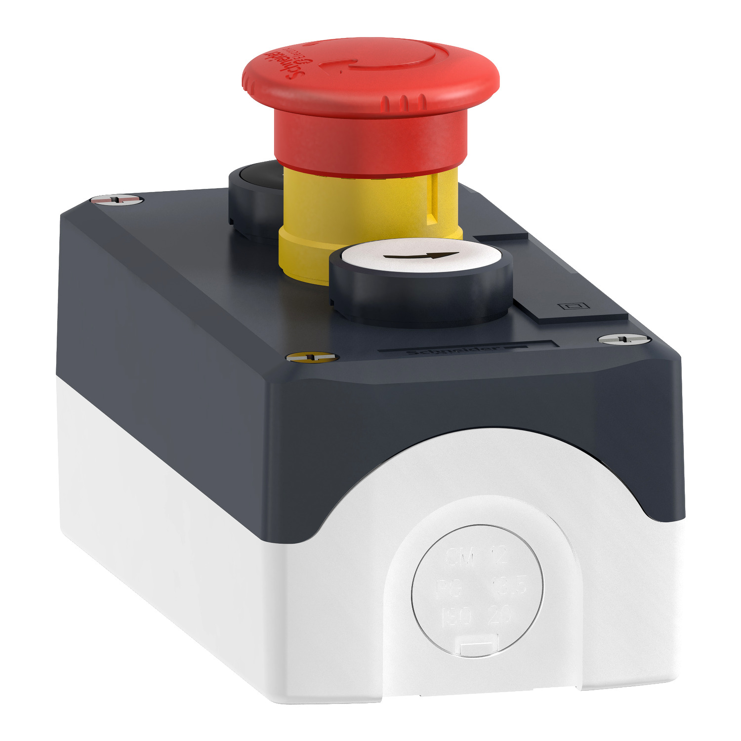 XALD328 - Control station, plastic, dark grey lid, 2 flush push buttons ...