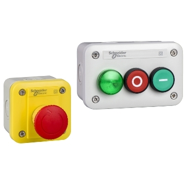 Boîtes à boutons en plastique IP 54 complètes ou à composer avec les unités de commande et de signalisation monolithiques plastique de 22 mm de diamètre.