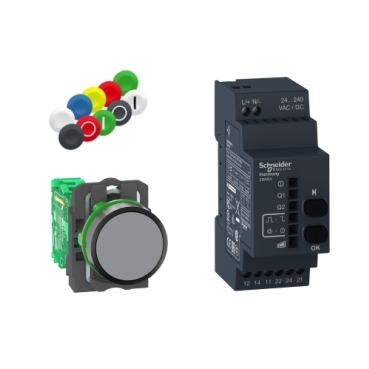 Harmony XB5 vezetéknélküli műanyag nyomógomb készlet (nyomógomb+vevő), 24-240VAC/DC, Zigbee, programozható XB5RFA02