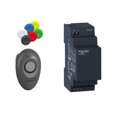 Harmony XB5 vezetéknélküli műanyag nyomógomb készlet (nyomógomb+vevő), 24VDC, Zigbee, nem programozható XB5RMB03