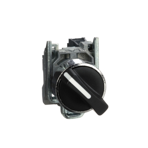 Selector switch, Harmony XB4, metal, black, 22mm, 2 positions, stay put, 1NO