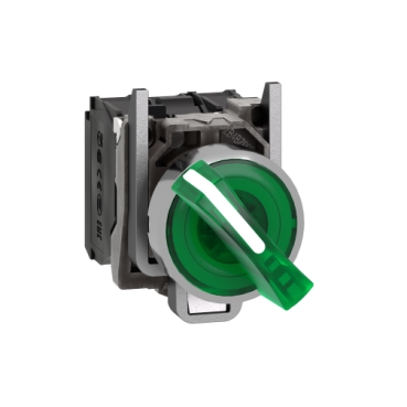 Harmony komplett fém LED világító választókapcsoló, Ø22, 2 állású, 120 VAC, 1NO+1NC, zöld XB4BK123G5