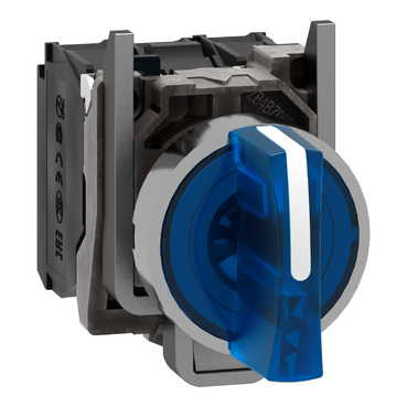 Interruttore Selettore Illuminato 22mm 2 Posizioni Mantenuto Blu 24V (XB4BK126B5)