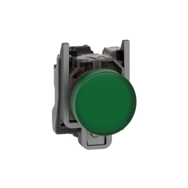 Pilot light, Harmony XB4,metal, green, 22mm, universal LED, plain lens, 24V AC DC