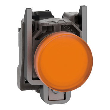 Pilot light, Harmony XB4,metal, orange, 22mm, universal LED, plain lens, 24V AC DC