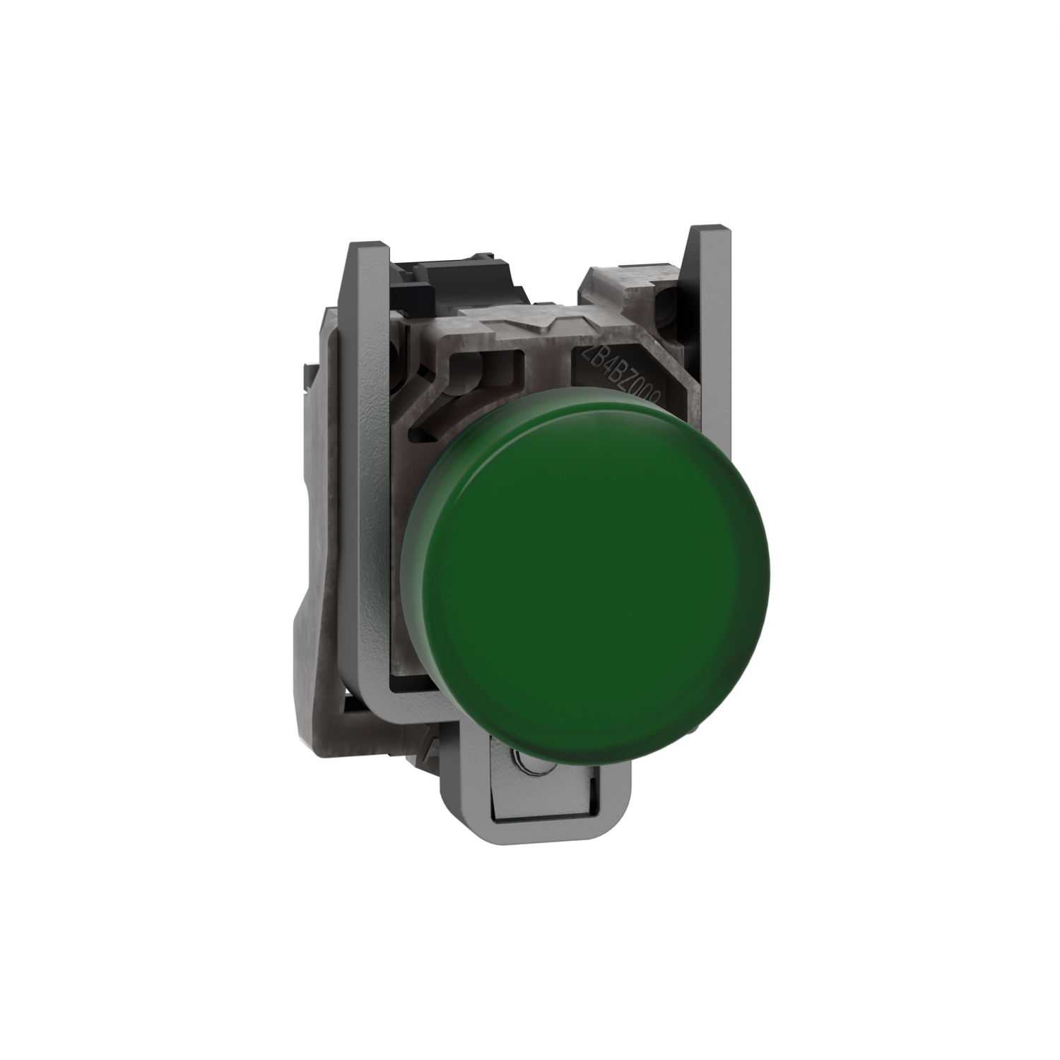 Jelzőlámpa komplett fém d22 1x LED zöld 230-240V AC/DC kerek lapos Harmony XB4 Schneider