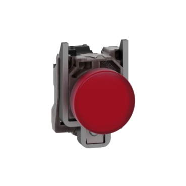 Pilot light, Harmony XB4,metal, red, 22mm, universal LED, plain lens, 230...240V AC