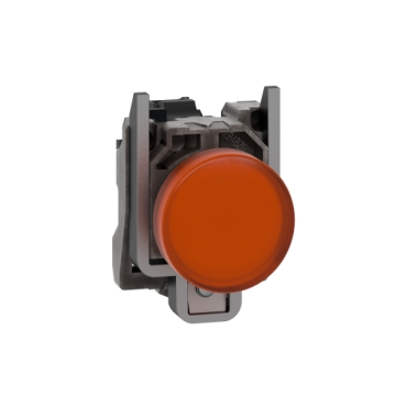 Harmony XB4, Pilot Light, Grey Plastic, Orange, 22mm, Universal LED, Plain Lens, 230...240V AC