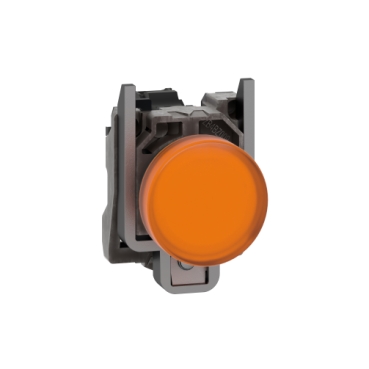 Pilot light, Harmony XB4,metal, orange, 22mm, universal LED, plain lens, 230...240V AC