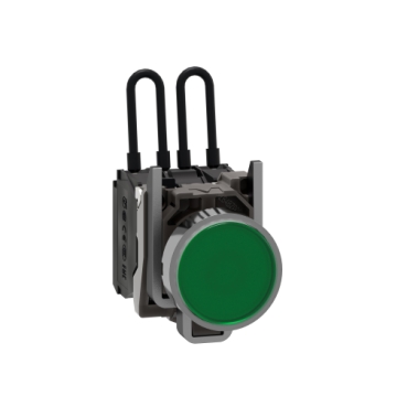 Harmony komplett fém nyomógombos LED tesztlámpa, Ø22mm, 24VAC/DC, zöld - XB4BW23B5
