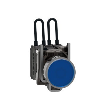 Harmony komplett fém nyomógombos LED tesztlámpa, Ø22mm, 24VAC/DC, kék - XB4BW26B5