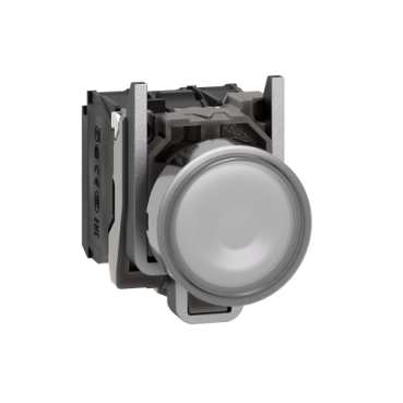 Harmony komplett fém LED világító nyomógomb, Ø22mm, visszatérő, 1NO+1NC, 24VAC/DC, fehér - XB4BW31B5