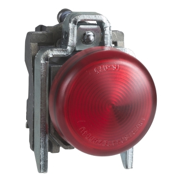 Pilot lights with integral LED with plain lens, colour red, Ø 22 mm metal