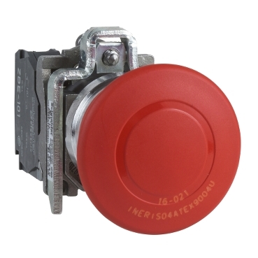 Harmony ATEX D komplett gombafejű vészkioldó 40mm, Ø22, fém, 1NO+1NC, piros, húzásra oldó XB4BT845EX