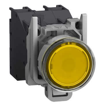 Harmony ATEX DG komplett világító nyomógomb, Ø22mm, védősapkás, 1NO, 24-240V, sárga - XB4BP583BM5GEX