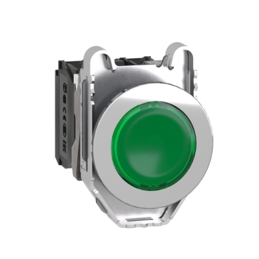 Harmony panelbe süllyesztett komplett fém LED világító nyomógomb, Ø30, 1NO, 24VAC/DC, zöld XB4FW33B5