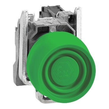 Harmony ATEX D komplett nyomógomb, Ø22mm, fém, 1NO, zöld, színes védőspkával - XB4BPS31EX