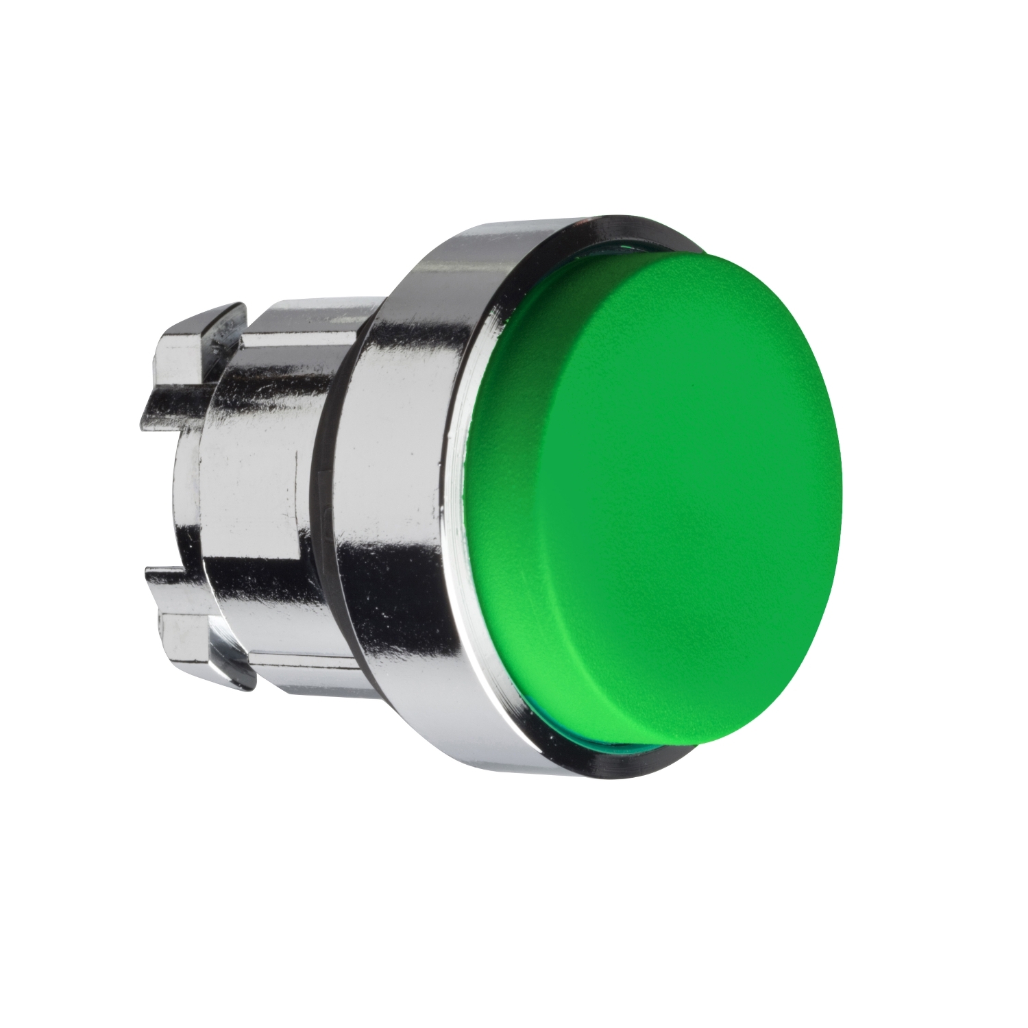 Head for non-illuminated push button, Harmony XB4, metal, green projecting, 22mm, push-push, unmarked