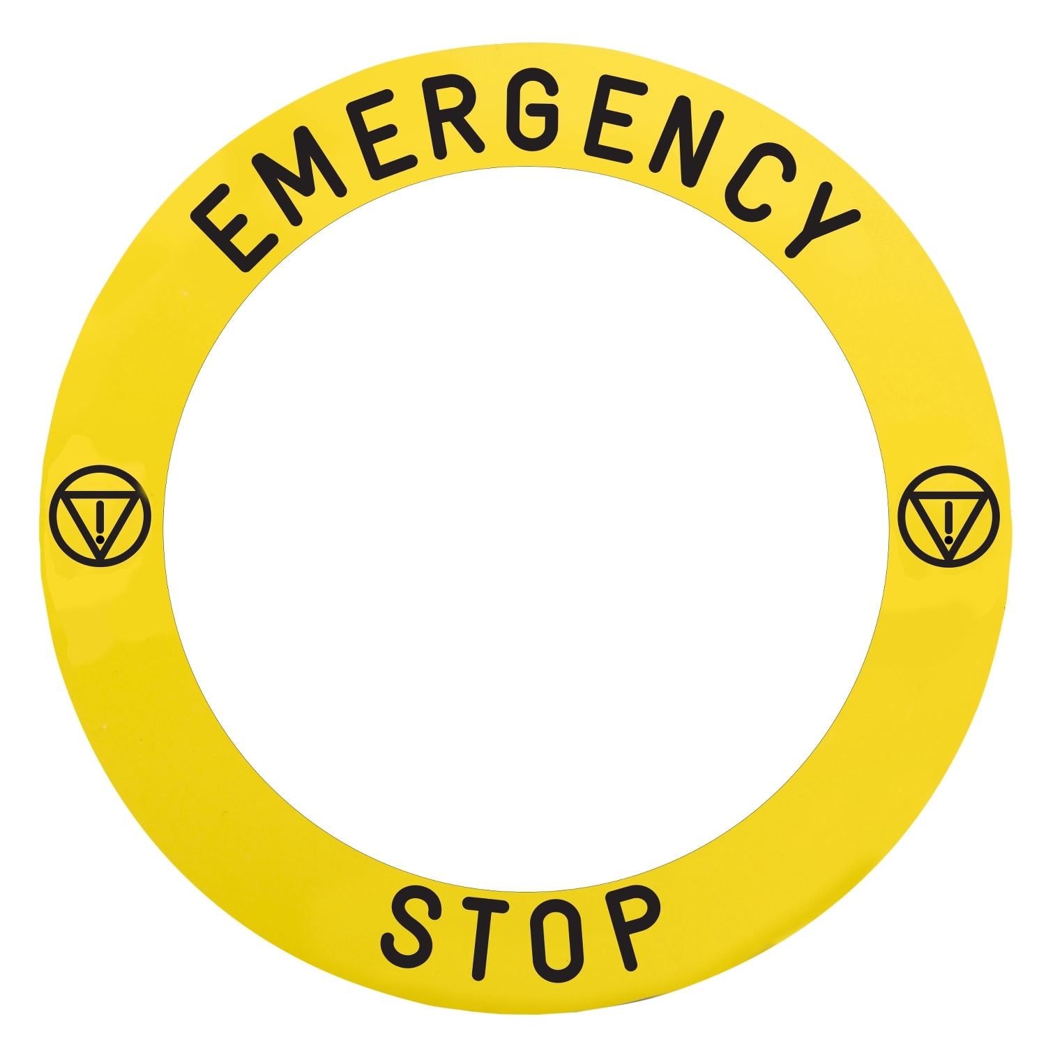 Marked legend, Harmony XB4, Harmony XB5, plate Ø 90 specific for ill. e.stop text EMERGENCY STOP with logo