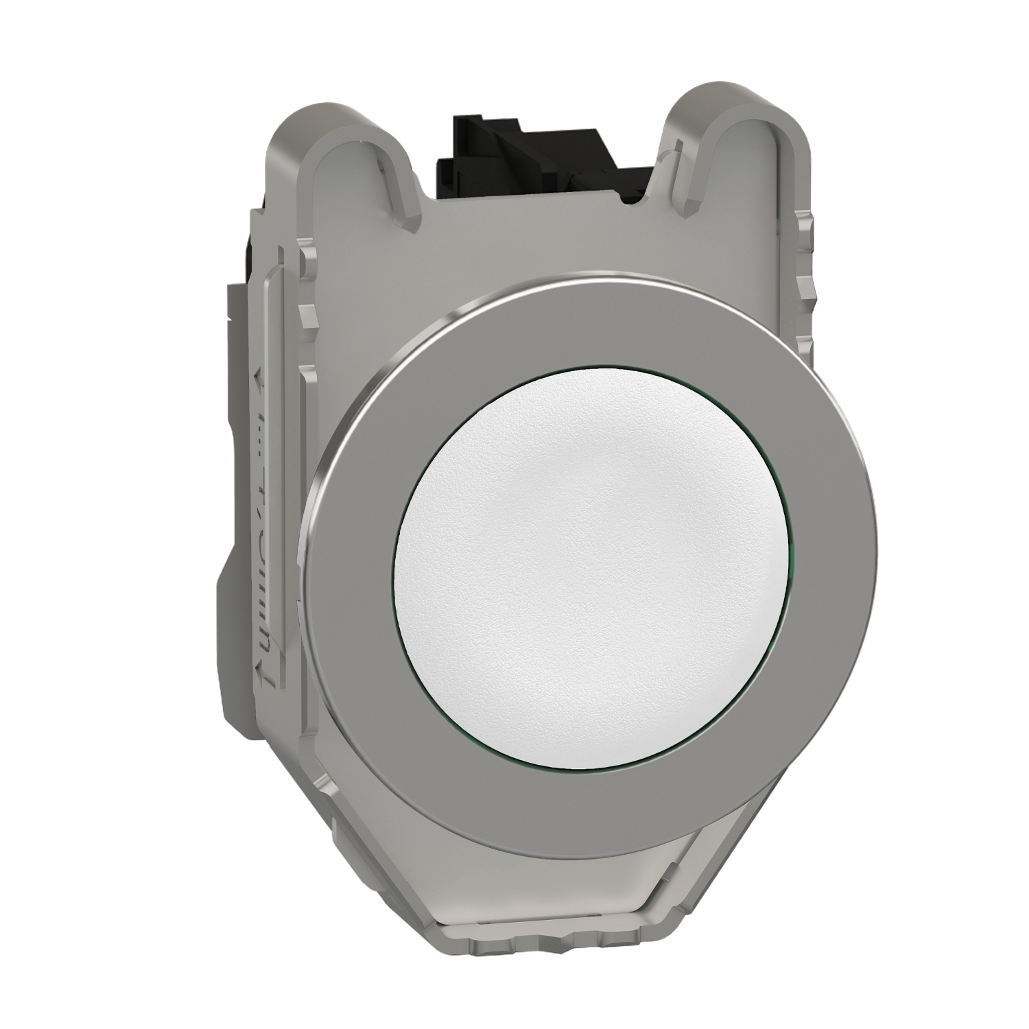 Nyomógomb komplett fém d22 fehér lapos visszaugró 1z csavaros kerek IP66 Harmony XB4 Schneider