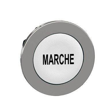 Harmony panelbe süllyesztett fém nyomógomb fej, Ø30, fehér, "MARCHE" ZB4FA142
