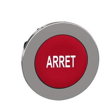 Harmony panelbe süllyesztett fém nyomógomb fej, Ø30, piros, "ARRET" ZB4FA433