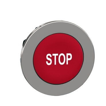 Harmony panelbe süllyesztett fém nyomógomb fej, Ø30, piros, "STOP" ZB4FA434