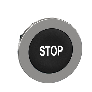 Harmony panelbe süllyesztett fém nyomógomb fej, Ø30, fekete, "STOP" ZB4FA234