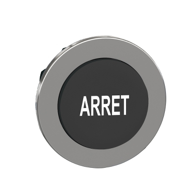 Harmony panelbe süllyesztett fém nyomógomb fej, Ø30, kiemelkedő, fekete, "ARRET" ZB4FL233